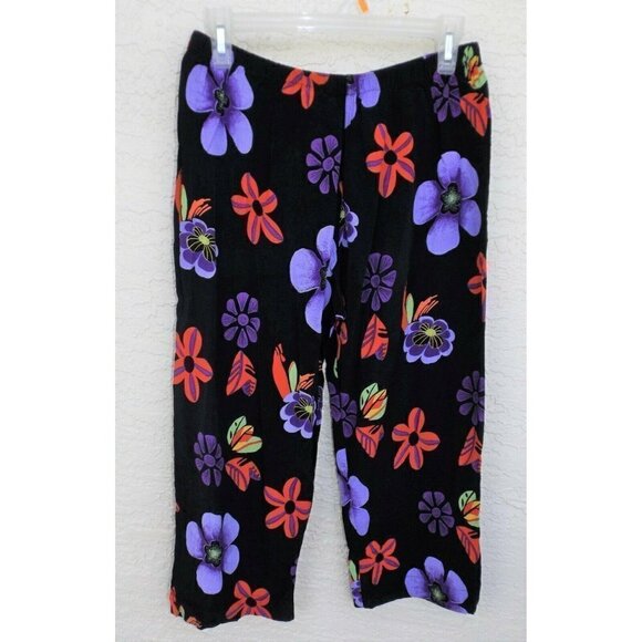 Chico's Design 1 (8-Small) multi-color floral elastic waist capri cropped - Picture 1 of 3
